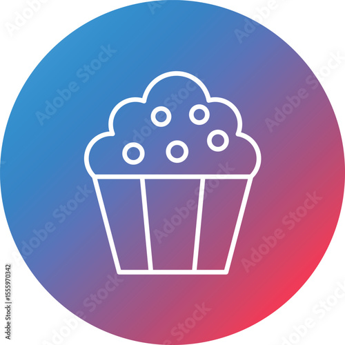 Cupcakes Line Gradient Circle Background Icon