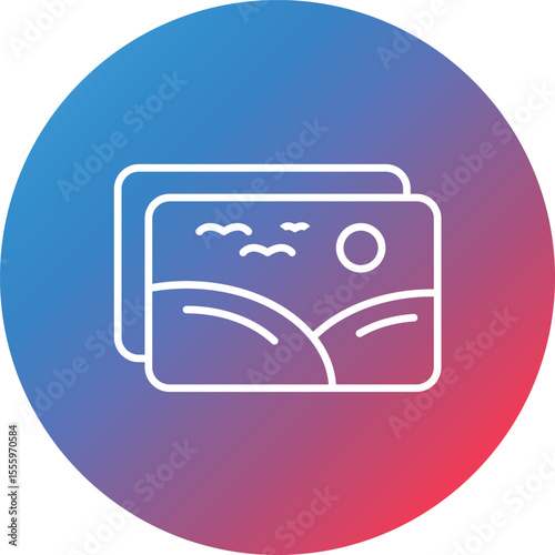 Photos Line Gradient Circle Background Icon
