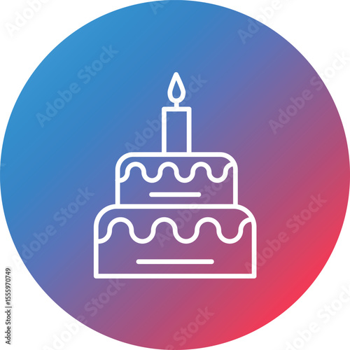 Birthday Line Gradient Circle Background Icon