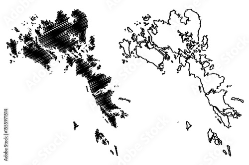 Batam City (Republic of Indonesia, Riau Islands) map vector illustration, scribble sketch City of Batam map