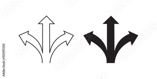 Three-Way Arrow Icon - Diversion or Choice