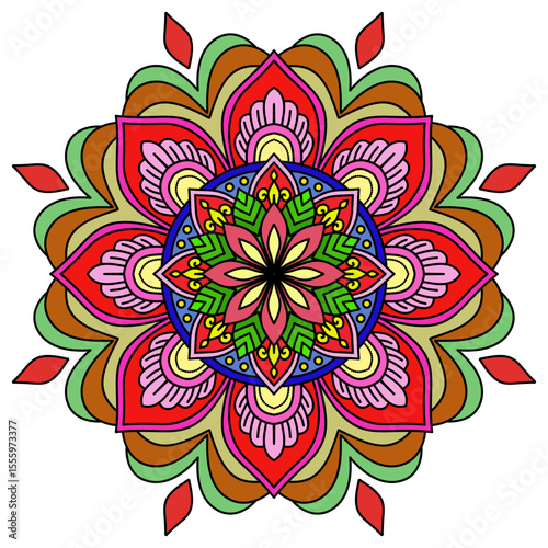 abstract floral ornament, Vibrant mandala with intricate floral patterns, Vintage decorative elements. Oriental pattern, vector illustration. Islam, Arabic, Indian, Moroccan,  Turkish, ottoman motifs