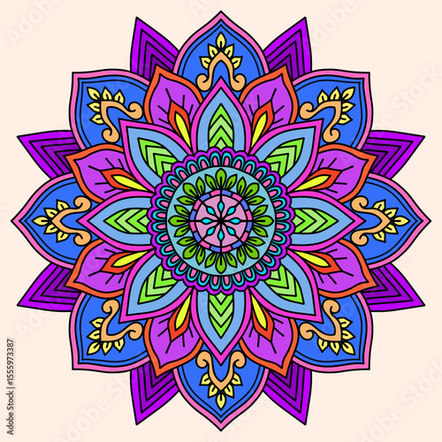 Mandala abstract flower pattern,  Vintage decorative elements. Oriental pattern, vector illustration. Islam, Arabic, Indian, Moroccan, Spain, Turkish, , Pakistan, Chinese, mystic, ottoman motifs,