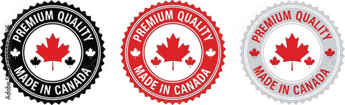 Three canada made premium quality badges in black red and gray color