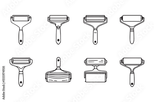 Lint roller line art and black color