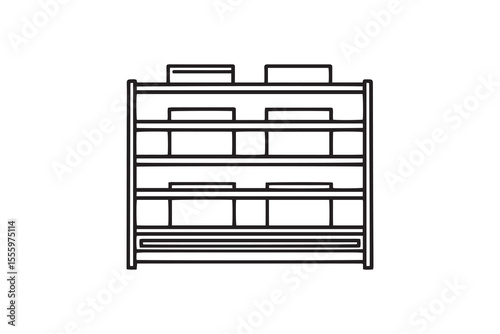 Magazine rack line art and black color