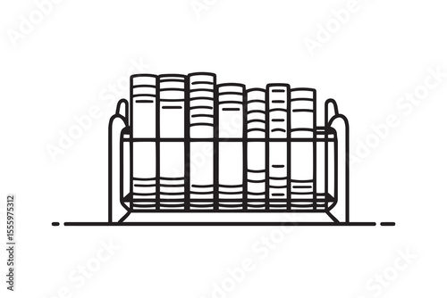 Magazine rack line art and black color