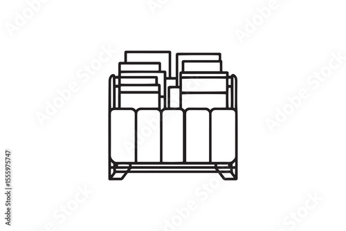 Magazine rack line art and black color