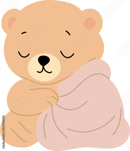 Teddy Bear Sleeping with Blanket