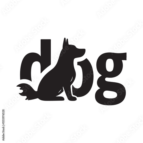 Minimalist "Dog" Wordmark Logo with Canine Silhouette