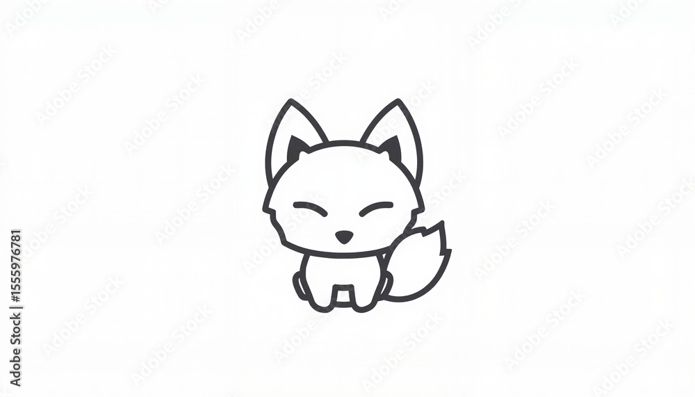 Fototapeta premium Cute cartoon fox character with a smiling expression 