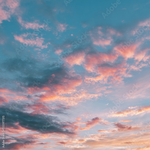 Beautiful Sunset Sky with Colorful Clouds and Warm Hues