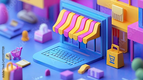 E-commerce and online shopping digital marketing strategies with PPC dashboard icons displayed.