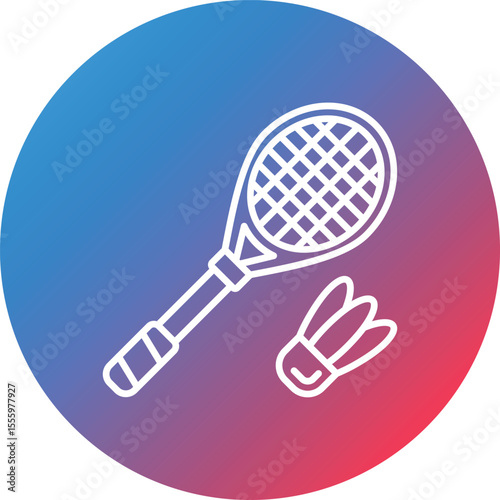 Badminton Line Gradient Circle Background Icon