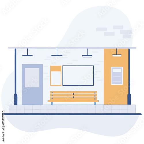 empty subway platform wit bench
