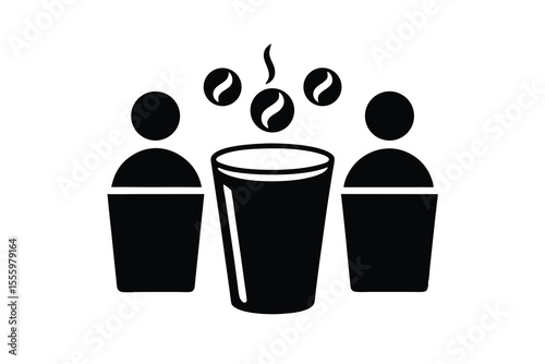 Three Shell Game Icon with Two People and Cup