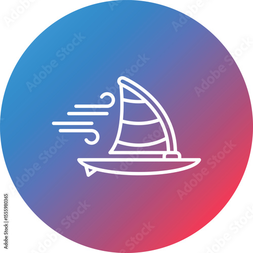 Windsurf Line Gradient Circle Background Icon