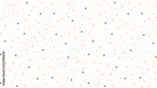Elegant seamless star pattern with gold and navy stars on cream background. Perfect celestial vector for nursery, kids room decor, scrapbooking, wrapping paper, and digital prints.