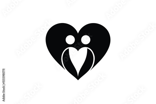 Heart with People Silhouette Love Togetherness and Relationship Symbol