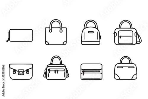 Purse line art and black color