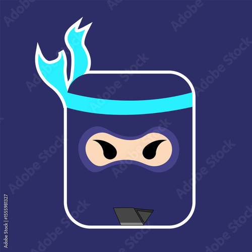  Blue Masked Ninja Fighter Mascot Design