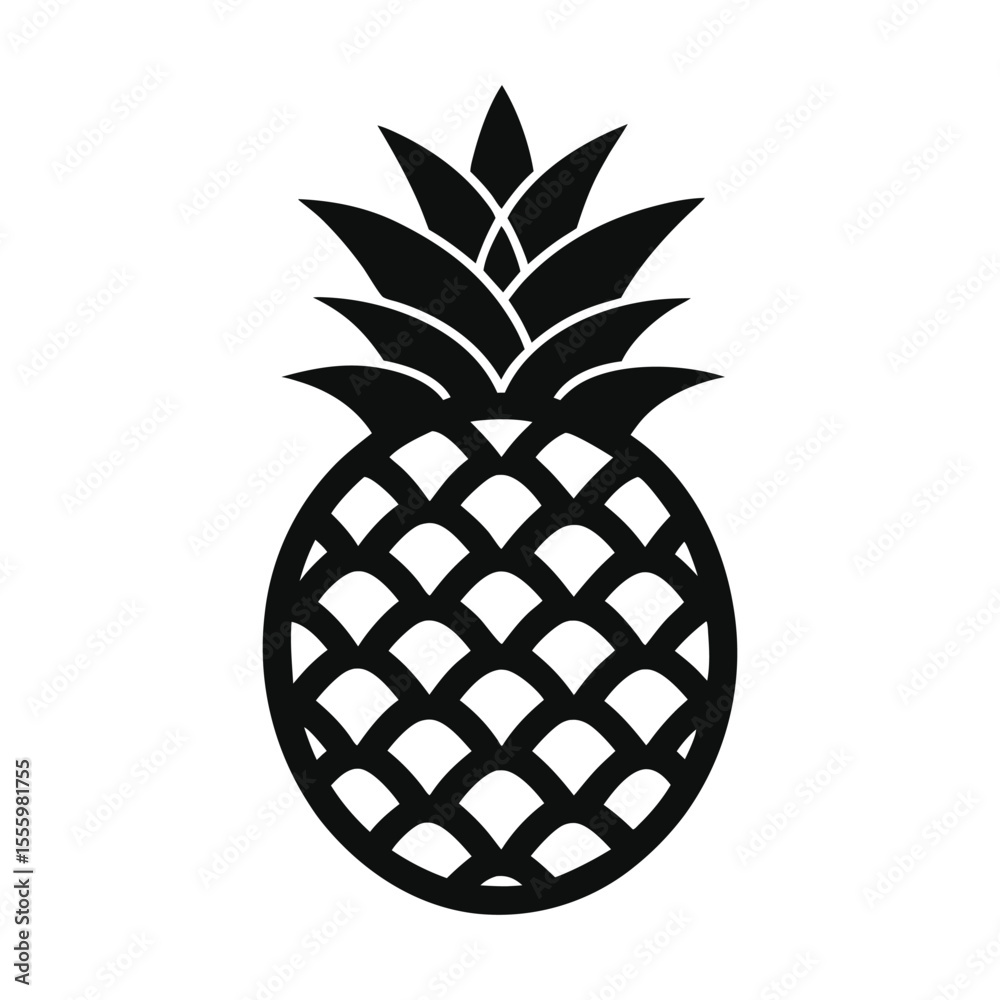 Obraz premium Simple pineapple silhouette icon in vector format, black on white