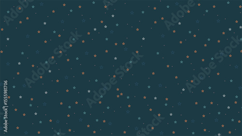 Seamless dark night star pattern. Cute colorful stars on navy background, perfect for kids design, digital paper, nursery wall art, wrapping paper, or bedtime-themed projects.