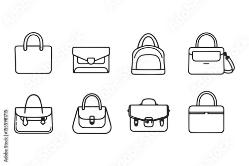 Purse line art and black color