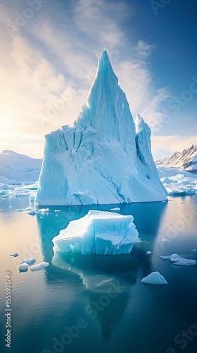 Icebergs in Antarctica. Global warming concept.