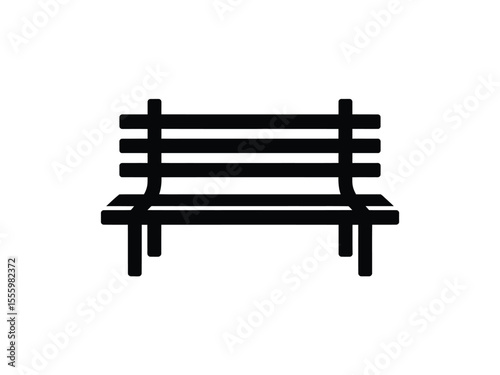 A minimalist black and white Silhouette of a park bench