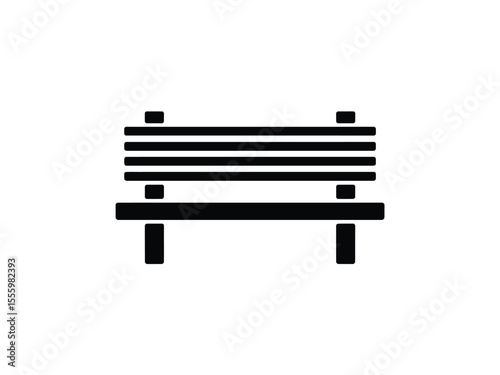 A minimalist black and white Silhouette of a park bench
