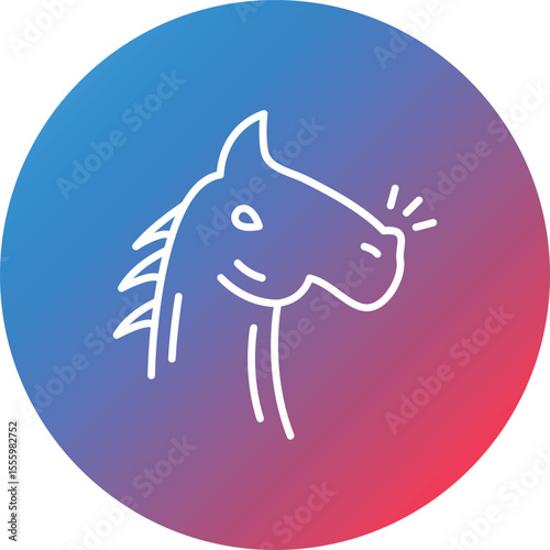 Horse Line Gradient Circle Background Icon