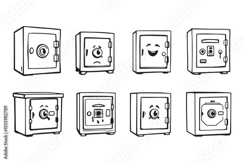 Safe Bank Box line art and black color