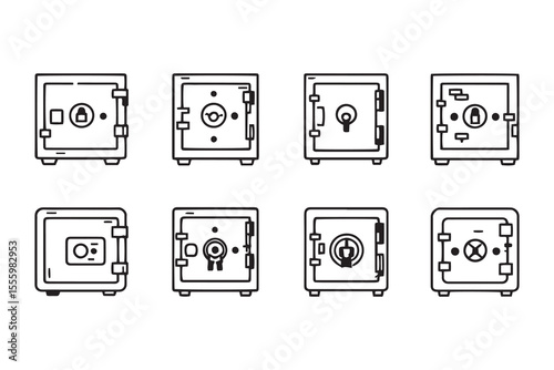 Safe Bank Box line art and black color