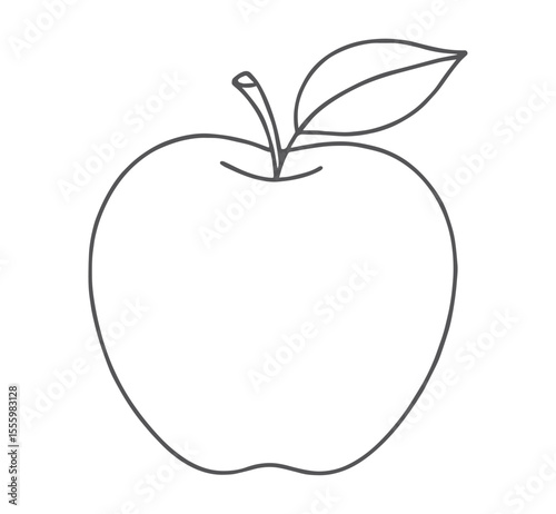 Simple outline drawing of an apple with a leaf fruit
