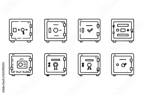 Safe Bank Box line art and black color
