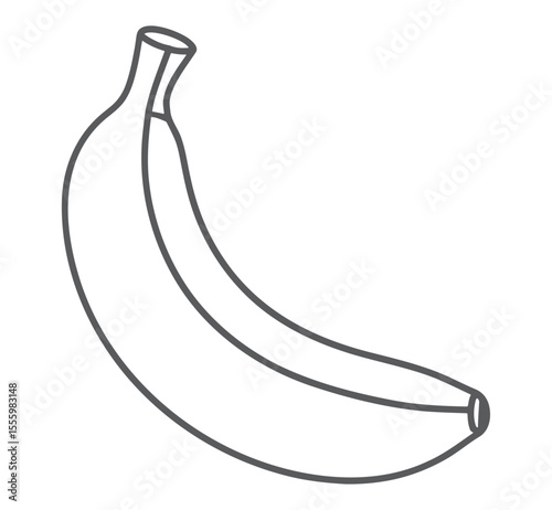 Single grey line art banana on white background fruit