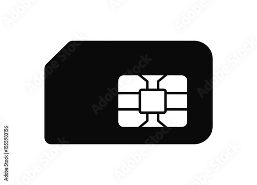 A minimalist black and white Silhouette of a SIM card