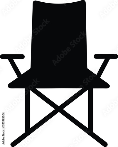 Camping chair black silhouette vector,Camping chair icon styel