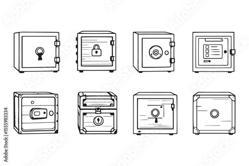 Safe Bank Box line art and black color