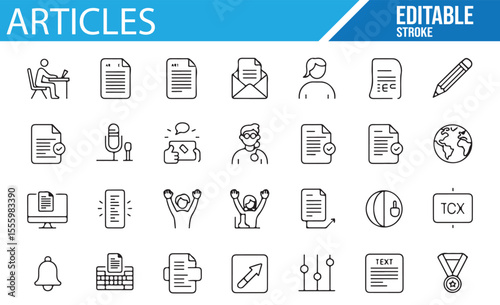 Icons for Articles, Writing, and Communication in Digital Media