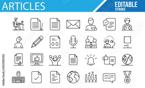 Editable Icons for Content Creation, Articles, and Writing Tools

