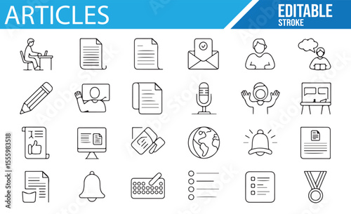 Editable Article and Document Icons Set