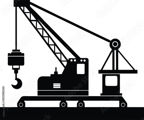 crane machine  black silhouette vector,crane machine icon