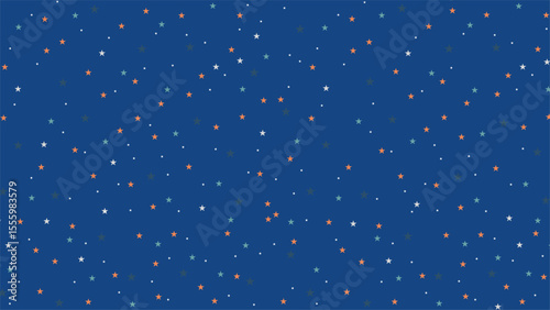Seamless star pattern on deep blue background. Cute colorful night sky stars perfect for kids design, wrapping paper, digital scrapbooking, nursery decor, fabric, or holiday themes.