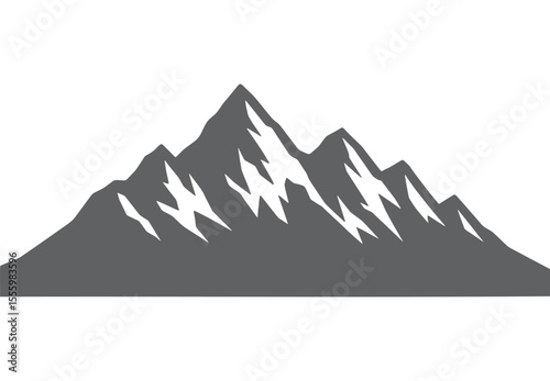 Gray mountain range silhouette with sharp peaks vector