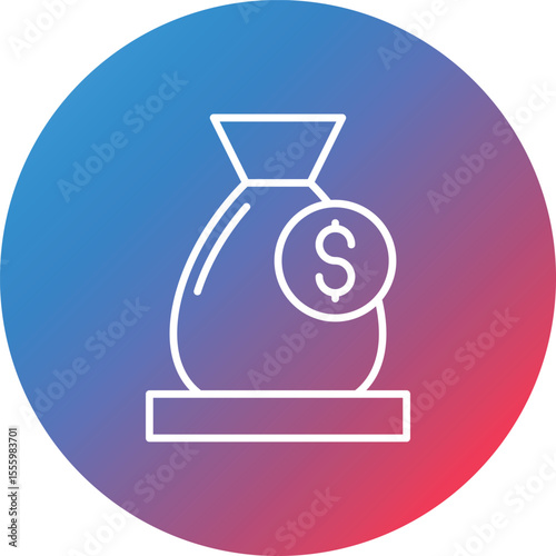Money Bag Line Gradient Circle Background Icon