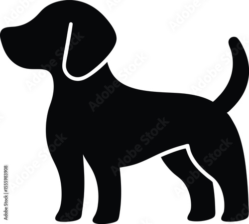 Dog icon black silhouette vector,puppy dog icon illustration