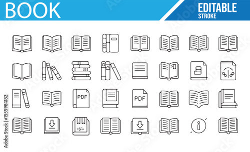 Vector Icons Representing Education, Books, and Knowledge

