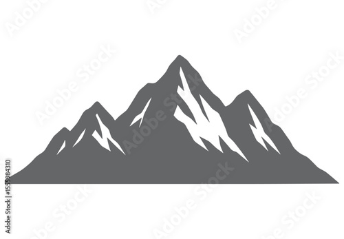 Grey mountain range silhouette with white snow accents 1